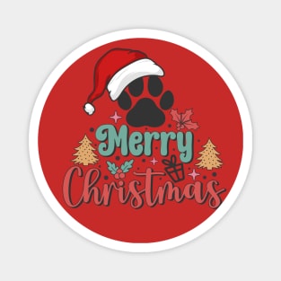 Cute Dog Paw Merry Christmas 2023 Magnet